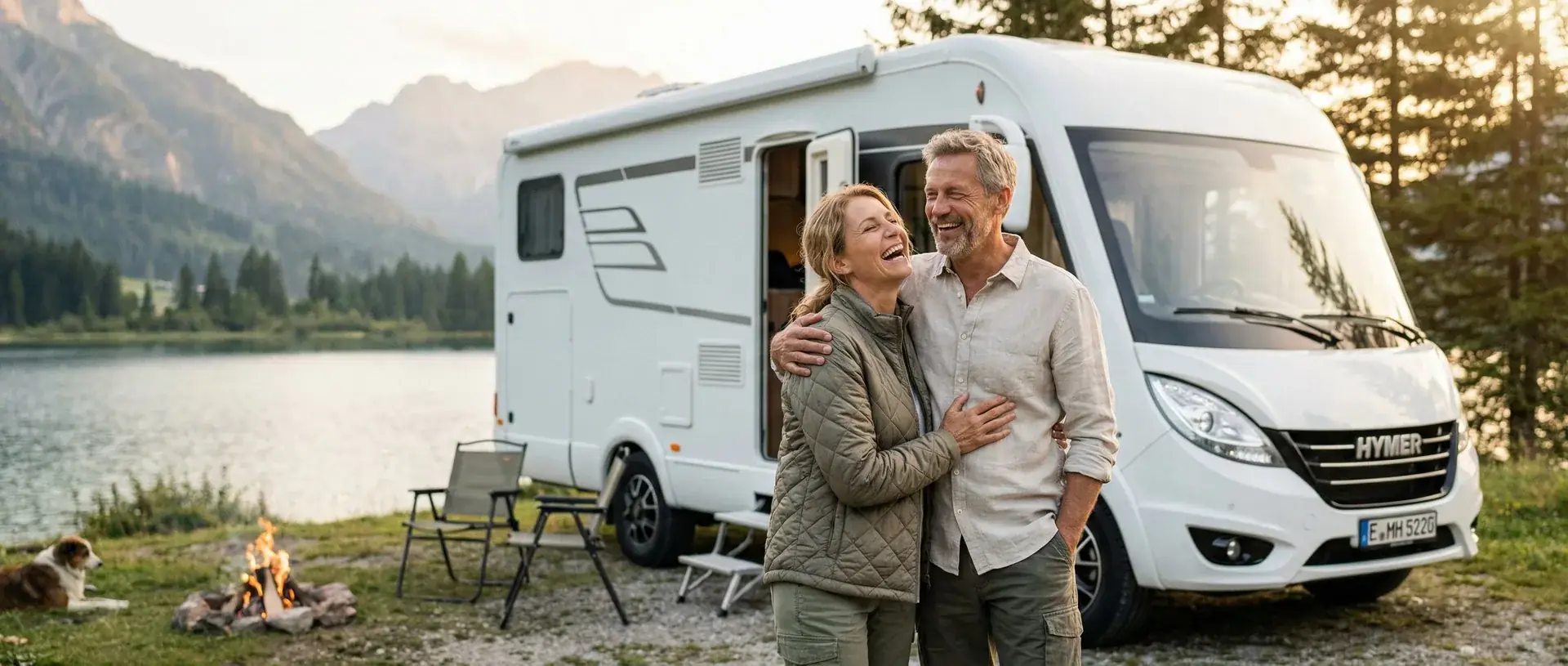Modernes Wohnmobil im Freien